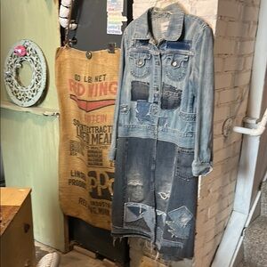 Sparrow77 Artisan, Custom Designed Patchwork Denim Maxi Coat—See Measurements